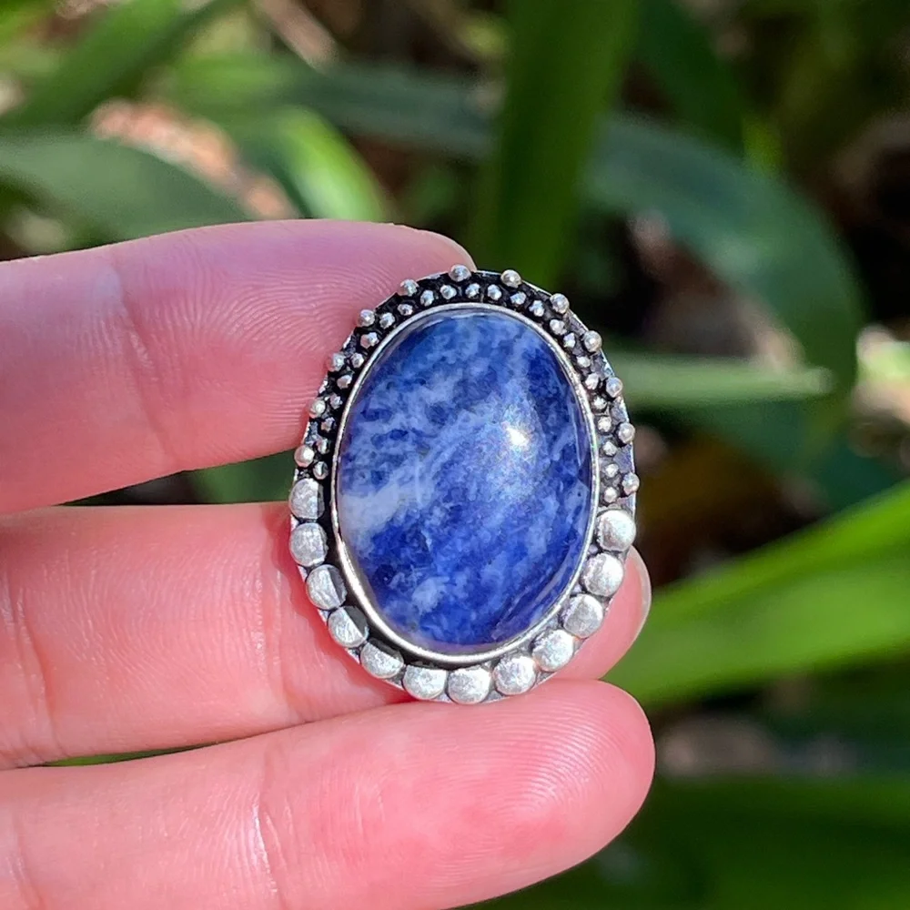 Size 8 925 silver‎ plated sodalite ring